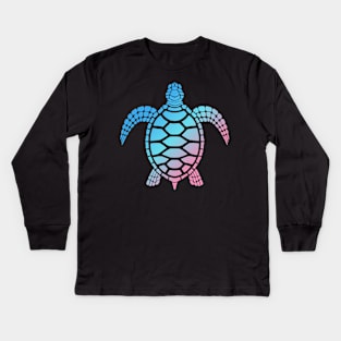 Save The Turtle Amazing Art Of Turquoise & Light Pink Color Kids Long Sleeve T-Shirt